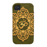 Golden Green Floral Aum Design Case-Mate iPhone 4 Case