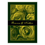 GOLDEN GREEN Rose Bouquet Wedding Invitation