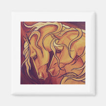 Golden Horses Refrigerator Magnets