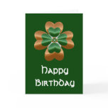 Golden Irish Shamrock Happy Birthday Card