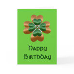 Golden Irish Shamrock Happy Birthday Card