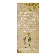 Golden Jade Giraffes Baby Invitation
