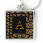 Golden Leaves Monogram keychains