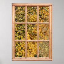 Golden Leaves of Autumn from a Window Print