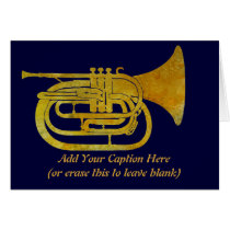 Golden Marching French Horn Greeting Cards