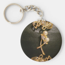 Golden Musical Notes and Pearls Key Chain