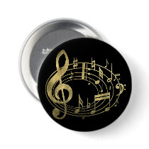Golden musical notes in oval shape buttons