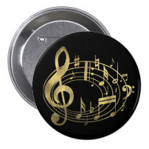 Golden musical notes in oval shape buttons