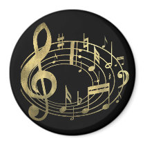 Golden musical notes in oval shape magnets