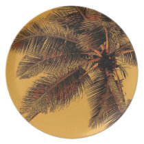 Golden palm decorative plate plates
