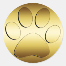 GOLDEN PAW PRINT ROUND STICKER