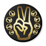 GOLDEN PEACE SIGNS magnets