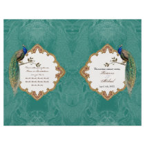Golden Peacock & Calligraphy Swirl Wedding Program