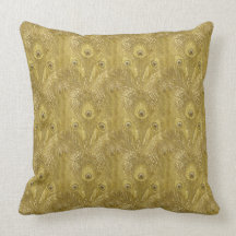 Golden Peacock feather pattern American MoJo Pillo Throw Pillows