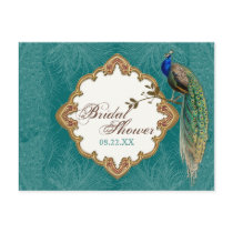 Golden Peacock & Swirls - Save the Date Postcard
