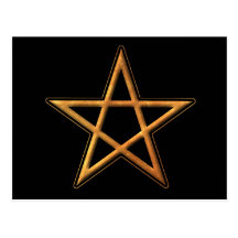 Golden Pentagram - Gold Pentagram Pagan Symbol Postcard
