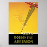 Golden Ray, Air Union Paris Vintage Travel Poster