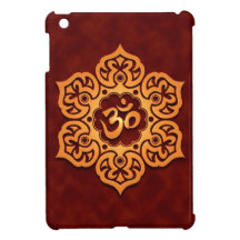 Golden Red Floral Aum Design