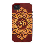 Golden Red Floral Aum Design Case For The iPhone 4