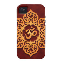 Golden Red Floral Aum Design Case For The iPhone 4
