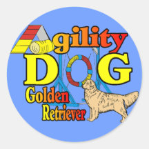 Golden Retriever Agility Gifts Round Sticker
