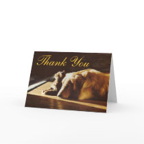 Golden Retriever and Cat Thank You Card