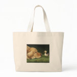 "Golden Retriever and Duckling" Dog Art Tote Bag