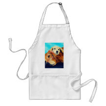 Golden Retriever and Puppy Apron
