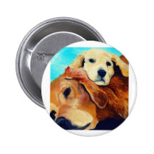 Golden Retriever and Puppy Button