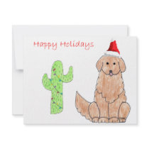 Golden Retriever Cactus Christmas Personalized Invitation