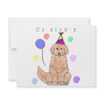 Golden Retriever Celebrate Personalized Invitations