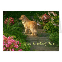 Golden Retriever Garden Greeting Card