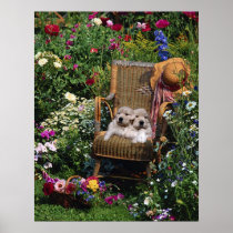 Golden Retriever Garden Poster Puppies