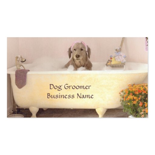 Golden Retriever In Bath Tub Groomer Business Card
