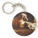 Golden Retriever Keychain With Cat