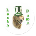 Golden Retriever Lucky Paws Round Stickers