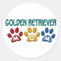 GOLDEN RETRIEVER Mum Paw Print 1 Round Stickers