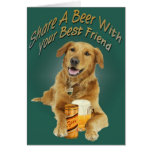Golden Retriever Share A Beer cards