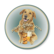 Golden Retriever Share A Beer