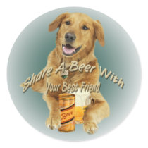Golden Retriever Share A Beer