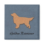 "Golden Retriever Silhouette on Blue" magnets