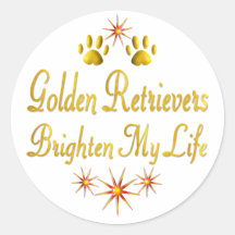 Golden Retrievers Brighten My Life Round Sticker