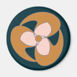 Golden Retro Crescent Spiral Flower Refrigerator Magnet