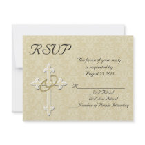 Golden Rings Christian Wedding RSVP Card