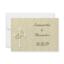 Golden Rings with Cross, Elegant Christian Love