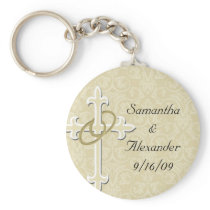 Golden Rings with Cross, Elegant Christian Love