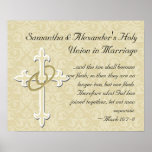 Golden Rings with Cross, Elegant Christian Love posters