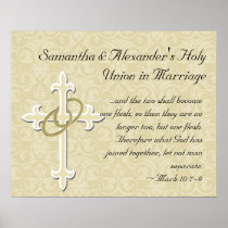 Golden Rings with Cross, Elegant Christian Love