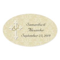 Golden Rings with Cross, Elegant Christian Love
