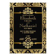 Golden Romance 1920s Art Deco Wedding Invitation